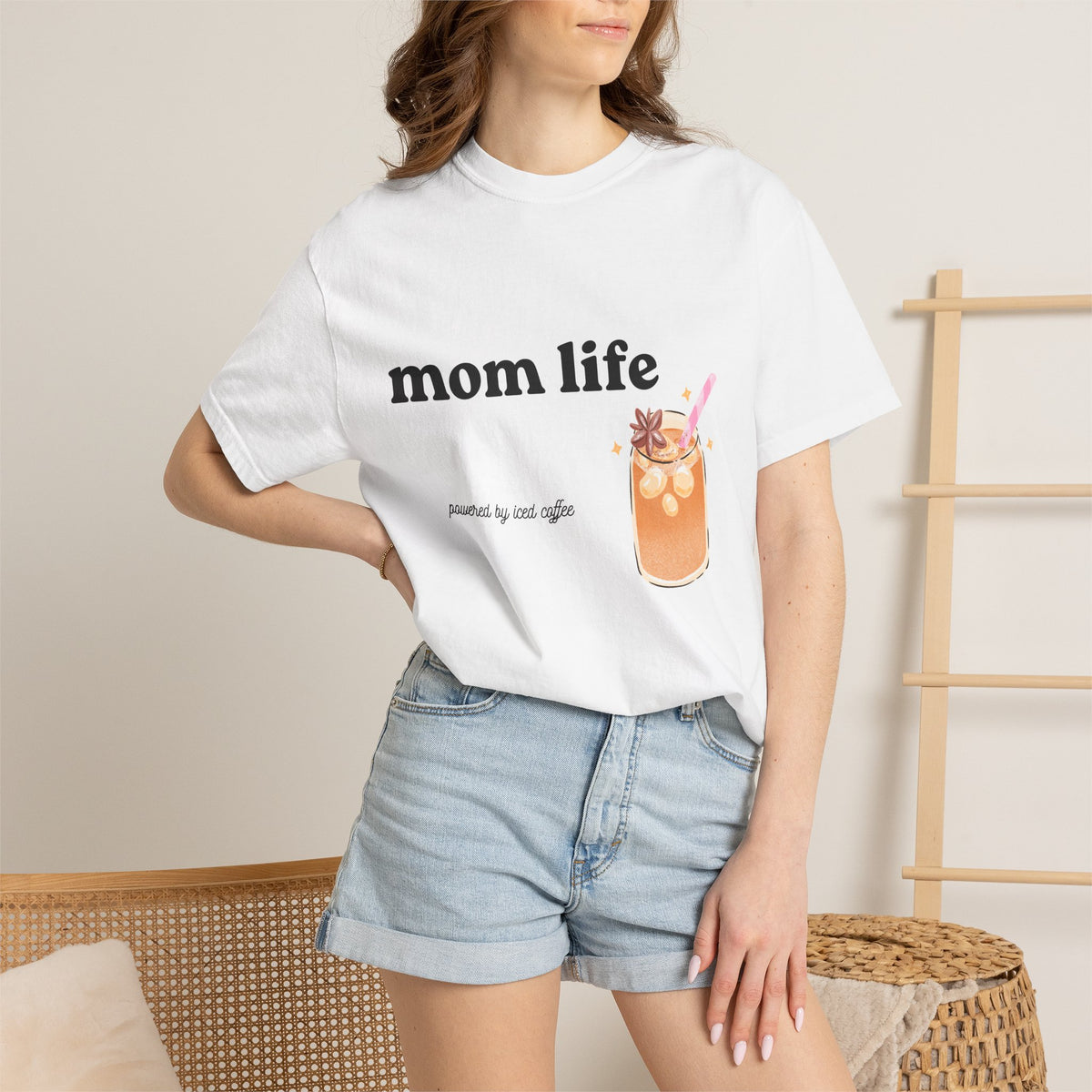 Mom Life Iced Coffee Illustration T-Shirt | Mom Life Tee